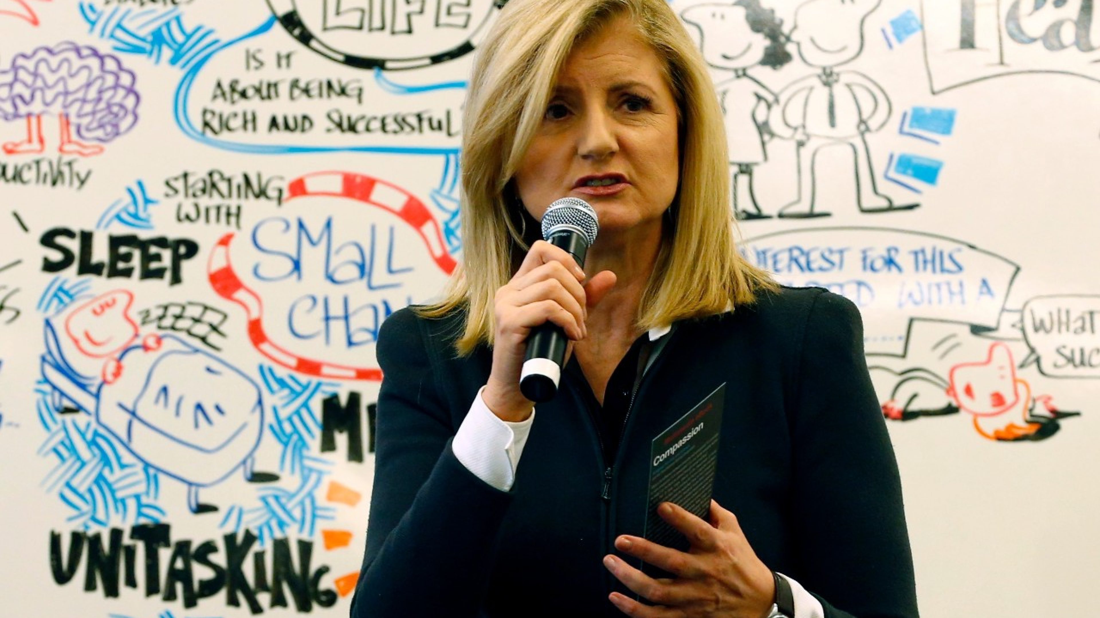 Arianna Huffington, president and Editor-in-Chief of The Huffington Post Media Group speaks during a session at the annual meeting of the World Economic Forum (WEF) in Davos January 24, 2014.                                                                 REUTERS/Ruben Sprich (SWITZERLAND  - Tags: POLITICS BUSINESS)   - RTX17SDB